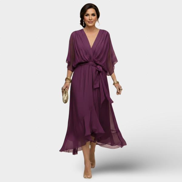 Monica - Šaty z chiffon s výstřihem do V