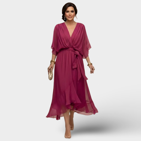 Monica - Šaty z chiffon s výstřihem do V