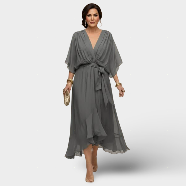 Monica - Šaty z chiffon s výstřihem do V