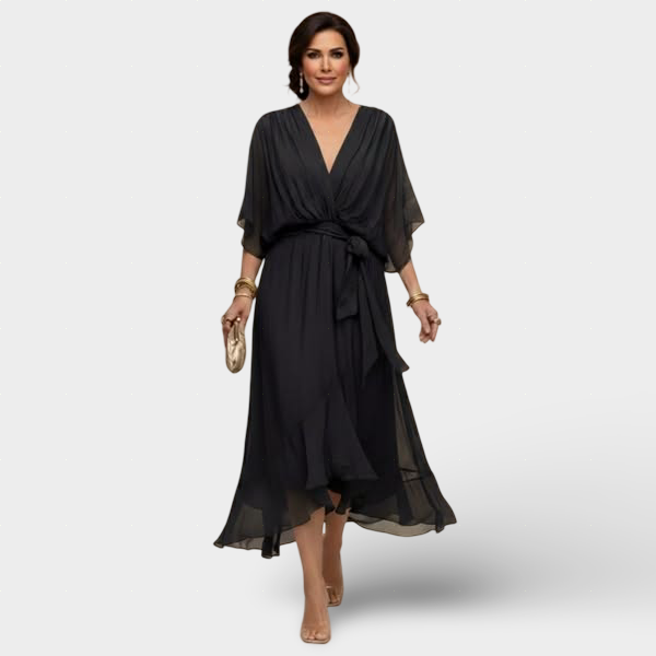 Monica - Šaty z chiffon s výstřihem do V