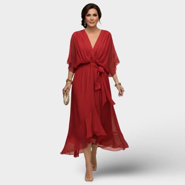 Monica - Šaty z chiffon s výstřihem do V