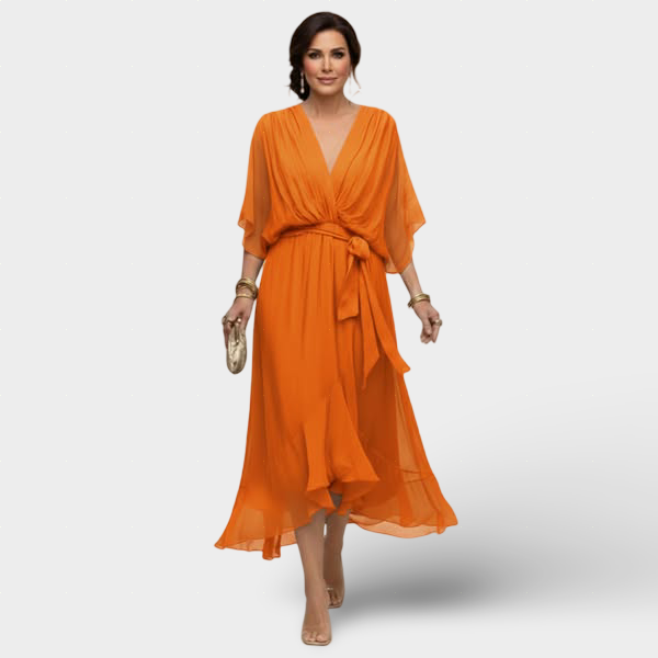 Monica - Šaty z chiffon s výstřihem do V