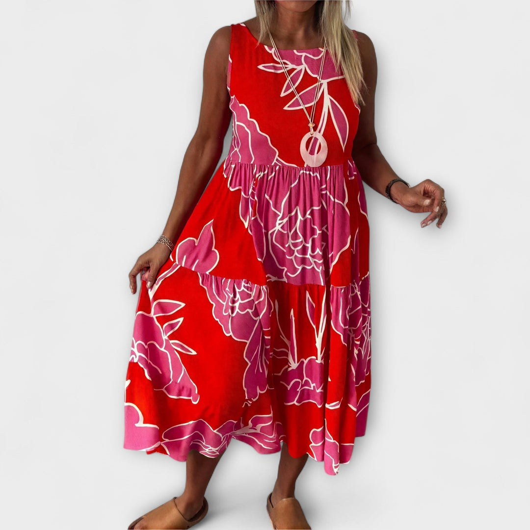 Květinové midi šaty s volánkovou sukní