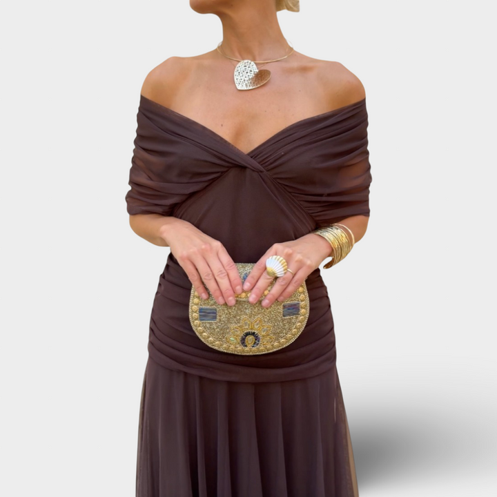 Florendra - Dlouhé šaty s květinovým vzorem a výstřihem do V