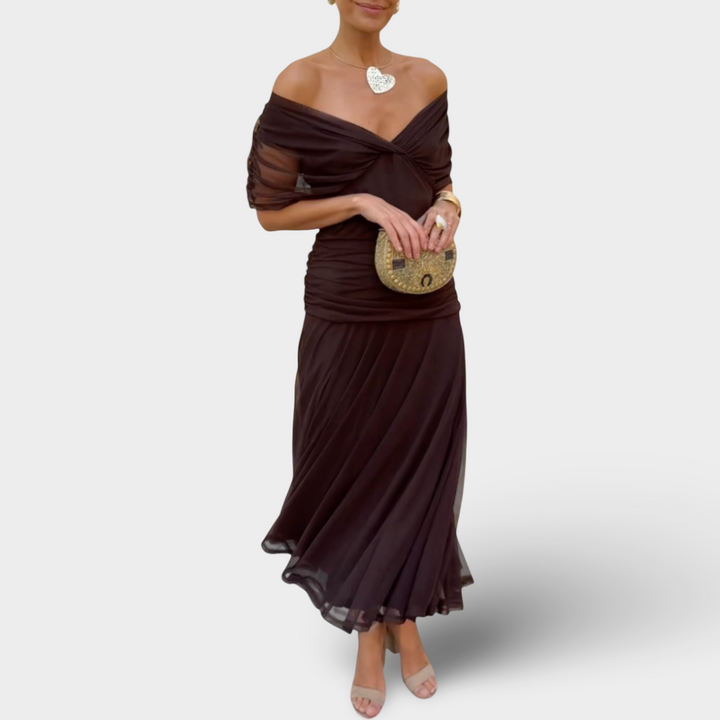 Florendra - Dlouhé šaty s květinovým vzorem a výstřihem do V