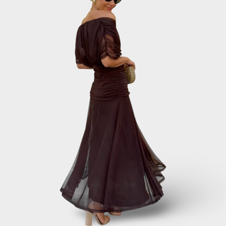 Florendra - Dlouhé šaty s květinovým vzorem a výstřihem do V