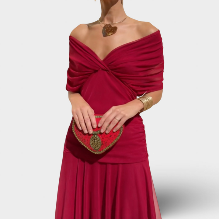 Florendra - Dlouhé šaty s květinovým vzorem a výstřihem do V