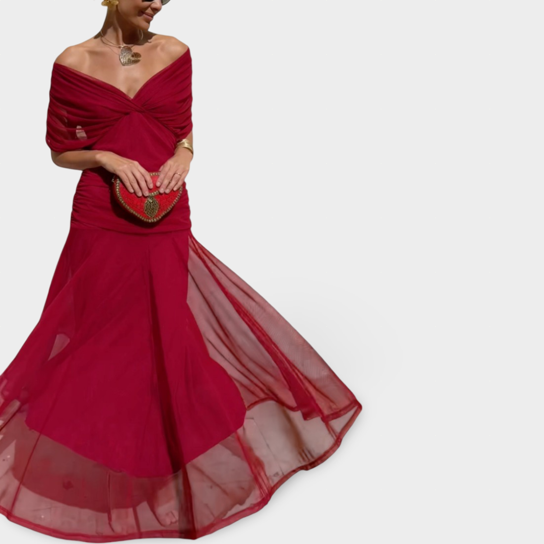 Florendra - Dlouhé šaty s květinovým vzorem a výstřihem do V