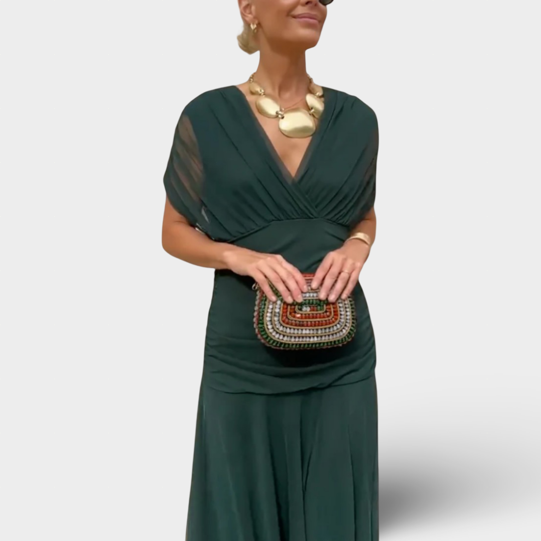 Florendra - Dlouhé šaty s květinovým vzorem a výstřihem do V