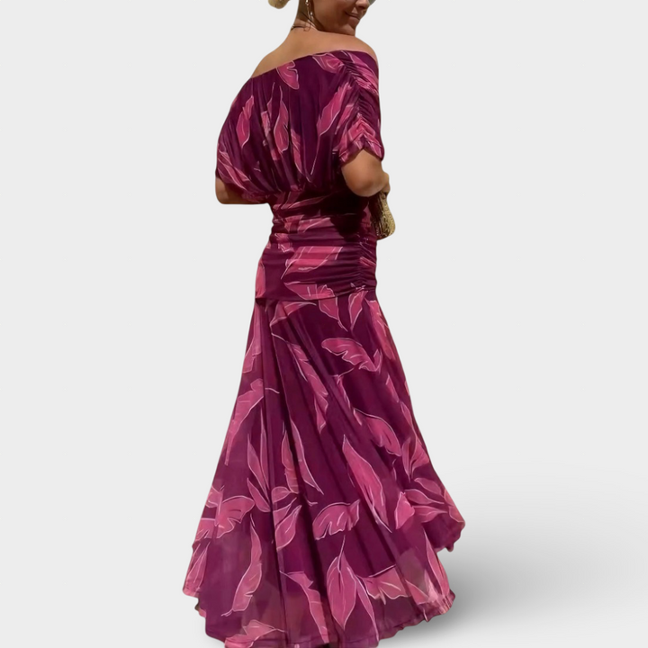 Florendra - Dlouhé šaty s květinovým vzorem a výstřihem do V