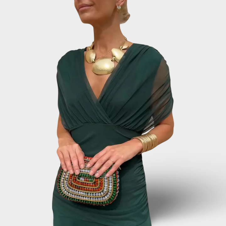 Florendra - Dlouhé šaty s květinovým vzorem a výstřihem do V